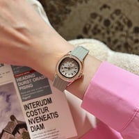 ساعة نسائية ربل فصوص زركون باللون الرصاصي ميناء رص...