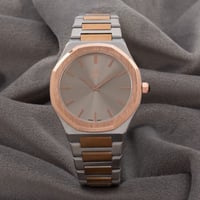 ساعة رجالية باللونين الفضي والنحاسي