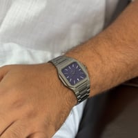 ساعة رجالية استيل باللون الرصاصي ميناء كحلي