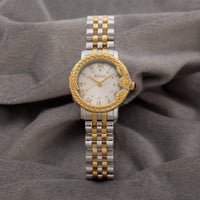 ساعة نسائية باللون الذهبي الفضي ميناء ابيض