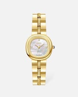 ساعة انيقة بتصميم فاخر باللون الذهبي صدفي ابيض