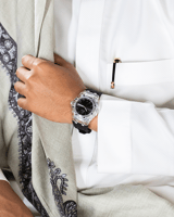 ساعة ربل عربي باللون الأسود ميناء أسود