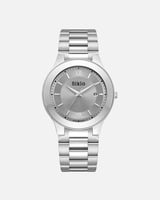 ساعة بتصميم يعكس القوة باللون الفضي ميناء رصاصي