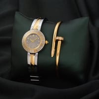 زيني معصمك بأجمل ساعة واسوارة باللون الفضي والذهبي...