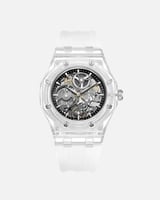 ساعة مثالية ربل باللون الابيض الشفاف