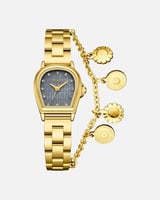 ساعة بتصميم مبتكر باللون الذهبي