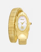 ساعة فاخرة بتصميم أنثوي راقٍ ذهبي