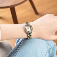 ساعة نسائية استيل واطار فصوص زركون باللون الذهبي و...