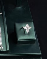 طقم بتصميم أنيق مستوحى من شكل الزهور باللون الفضي