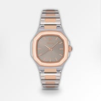 ساعة رجالية باللونين الفضي والنحاسي