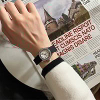 ساعة نسائية ربل فصوص زركون باللون الاسود ميناء اسو...