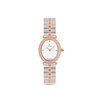 ساعة نسائية استيل فصوص زركون باللون الفضي والنحاسي...