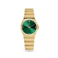 ساعة نسائية متفردة باللون الذهبي ميناء اخضر