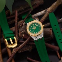 ساعة نسائية ربل فصوص زركون باللون الاخضر ميناء اخض...