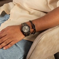 ساعة رجالية معا اسواره استيل باللون الاسود