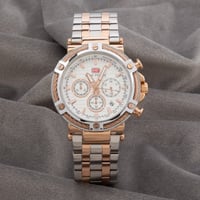 ساعة رجالية باللونين النحاسي والفضي