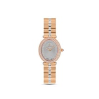 ساعة نسائية استيل فصوص زركون باللون النحاسي ميناء...