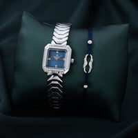 طقم ساعة استيل متفرده وإسواره ساحره باللون الفضي م...