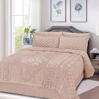 مفرش مفرد مخمل - 4 قطع - سلسلة نوفا - رمادي فاتح ب...