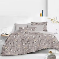 مفرش صيفي مزدوج - 8 قطع - سلسلة ميلان - رمادي بنفس...