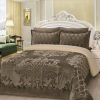 مفرش مزدوج مخمل - 6 قطع - سلسلة نوفا - رمادي داكن