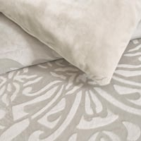 مفرش مفرد مخمل - 5 قطع - سلسلة لامورا - رمادي متوس...