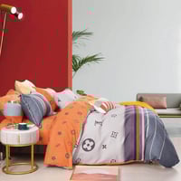 مفرش صيفي مفرد ونص - 4 قطع - سلسلة ميلان - البرتقا...