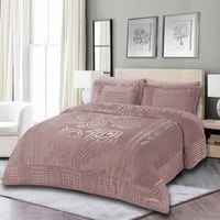 مفرش مزدوج مخمل - 7 قطع - سلسلة لامورا - رمادي بنف...