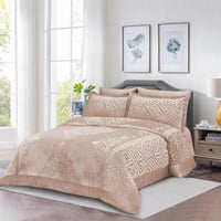 مفرش مفرد مخمل - 5 قطع - سلسلة لامورا - رمادي فاتح...