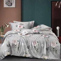 مفرش صيفي مفرد - 4 قطع - سلسلة ميلان - رمادي فاتح