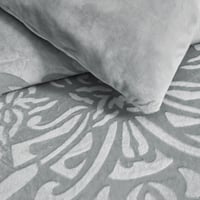 مفرش مزدوج مخمل - 7 قطع - سلسلة لامورا - رمادي