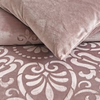 مفرش مزدوج مخمل - 7 قطع - سلسلة لامورا - رمادي بنف...