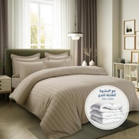 مفارش فندقي قطن مزدوج مع الحشوة القابلة للنزع - 9...