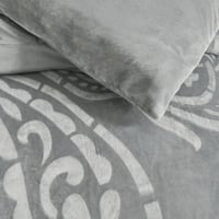 مفرش مزدوج مخمل - 7 قطع - سلسلة لامورا - رمادي