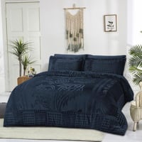 مفرش مفرد ونص مخمل - 5 قطع - سلسلة لامورا - أزرق د...