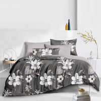 مفرش صيفي مفرد - 4 قطع - سلسلة ميلان - رمادي غامق