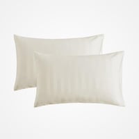 طقم بيت مخدة فندقي - 2 قطع - كريمي