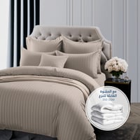 مفارش فندقي قطن مزدوج مع الحشوة القابلة للنزع - 9...