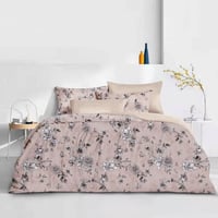 مفرش صيفي مزدوج - 8 قطع - سلسلة سيلين - قهوة فاتحة