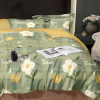 مفرش شتوي مفرد مخمل مشجر - 4 قطع - ريلاما - أخضر