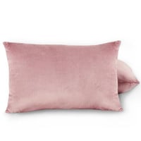 طقم بيت مخدة مخملي ذو وجهين - 2 قطع - وردي فاتح