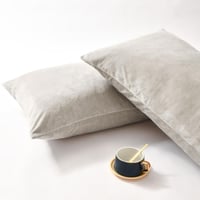 طقم شراشف مخملي ذو وجه واحد مفرد - 2 قطع - رمادي م...