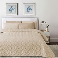 مفرش مضغوط مزدوج - 4 قطع - سلسلة إلميرا - بني