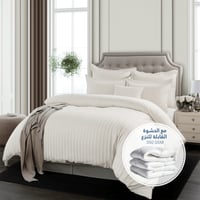 مفارش فندقي قطن مزدوج مع الحشوة القابلة للنزع - 9...