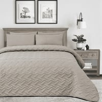 مفرش مضغوط مفرد - 3 قطع - سلسلة إلميرا - رمادي جدي...