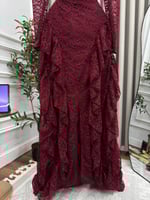 فستان سهره اللون برغندي القماش دانتيل من متجر جوهر...