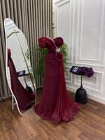 فستان سهره اللون برغندي خامه باربي الأصلي جازاربلي...