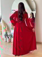 فستان احمر شيفون جذاب