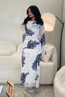 فستان ابيض مشجر