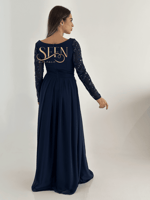 فستان سهرة كحلي طويل